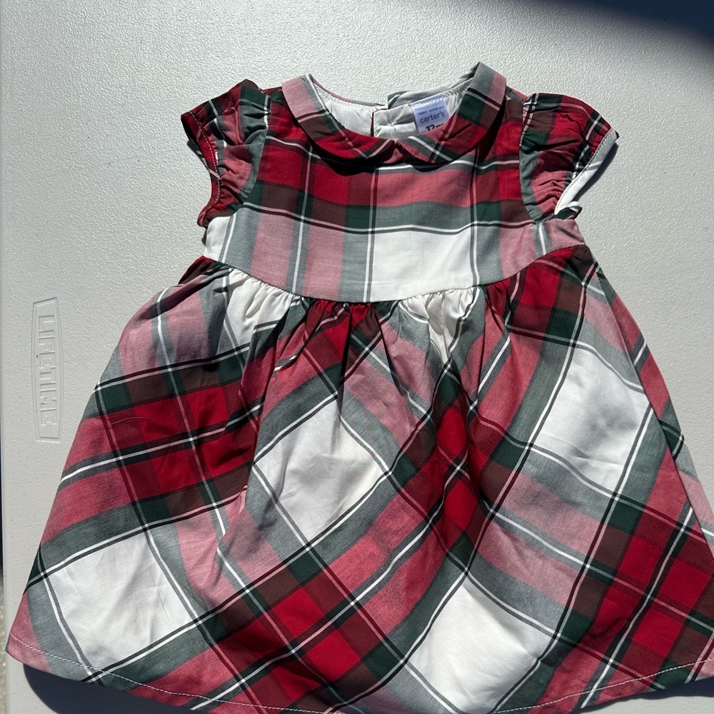 Carters Christmas plaid dress nwot 12 months